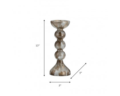 Sagebrook 13" Glass Bubbly Candle Holder - Brown