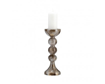 Sagebrook 15" Glass Bubbly Candle Holder - Brown