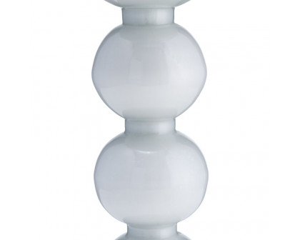 Sagebrook 13" Glass Bubbly Candle Holder - White Enam