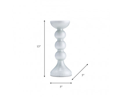 Sagebrook 13" Glass Bubbly Candle Holder - White Enam