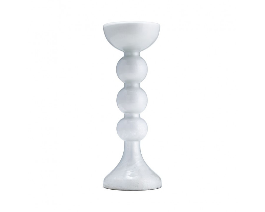 Sagebrook 15" Glass Bubbly Candle Holder - White Enam