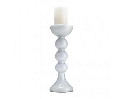 Sagebrook 15" Glass Bubbly Candle Holder - White Enam