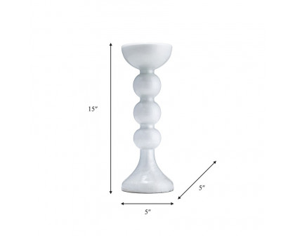 Sagebrook 15" Glass Bubbly Candle Holder - White Enam