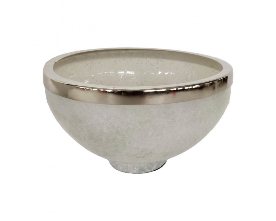 Sagebrook 10" Glass Bowl With Ring Decor - White