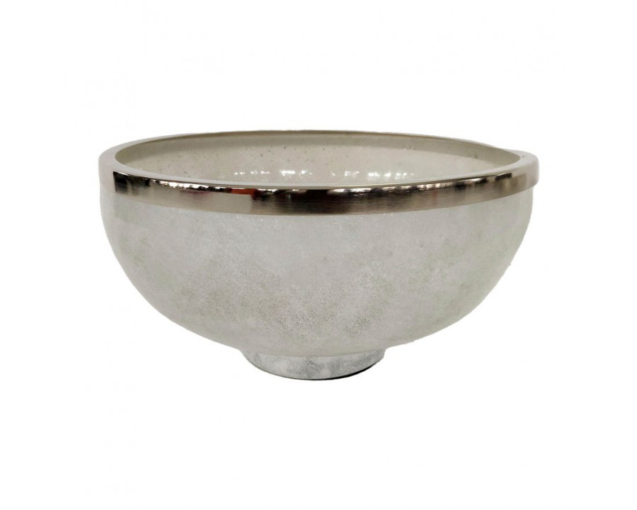 Sagebrook 13" Glass Bowl With Ring Decor - White