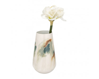 Sagebrook 13" Iron Colored Stained Vase - White