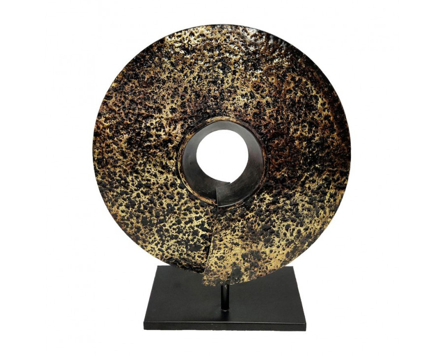 Sagebrook - 18" Iron Disc With stand Decor in Black/Gold