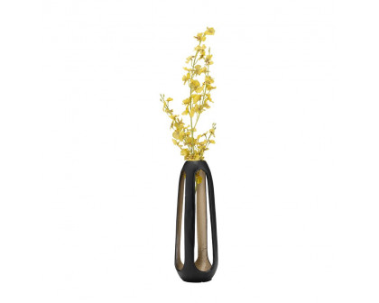 Sagebrook 18" Metal Open Vase - Matte Black