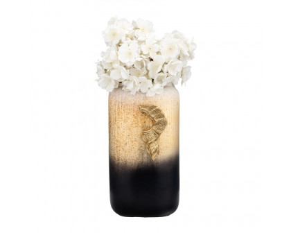 Sagebrook 13" Glass Vase With Wing Handle - Champagne/Black