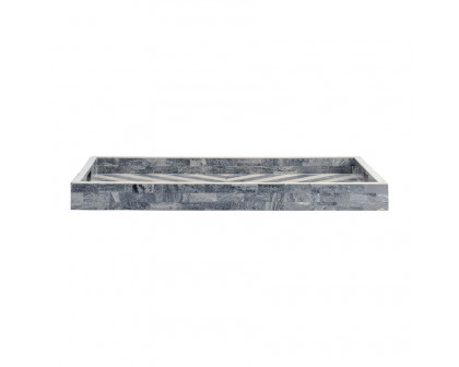 Sagebrook 13"/18"/24" Resin Chevron Trays (Set Of 3) - Gray/White