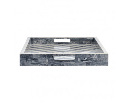 Sagebrook 13"/18"/24" Resin Chevron Trays (Set Of 3) - Gray/White