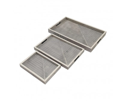 Sagebrook 13"/18"/24" Resin Chevron Trays (Set Of 3)