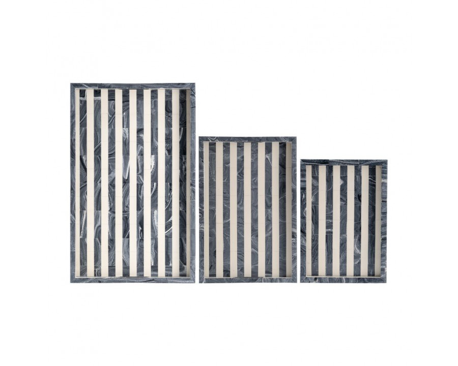 Sagebrook 13"/18"/24" Resin Chevron Trays (Set Of 3)