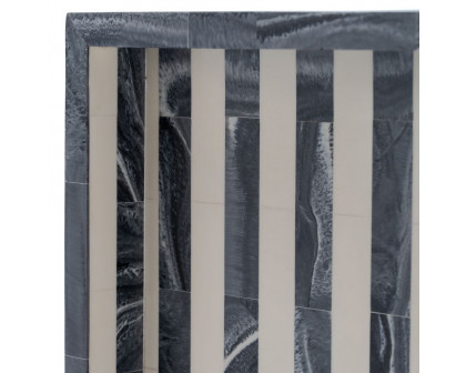 Sagebrook 13"/18"/24" Resin Striped Trays (Set Of 3) - Gray/White