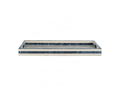 Sagebrook 13"/18"/24" Resin Striped Trays (Set Of 3) - Blue/White