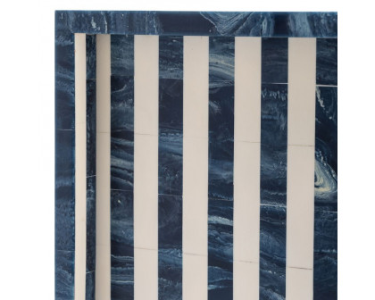 Sagebrook 13"/18"/24" Resin Striped Trays (Set Of 3) - Blue/White