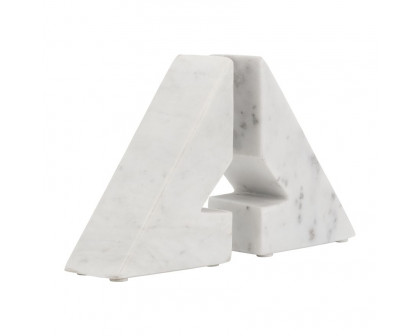 Sagebrook - 6" Marble Right Triangle Bookends (Set Of 2) in White