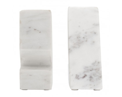 Sagebrook - 6" Marble Right Triangle Bookends (Set Of 2) in White