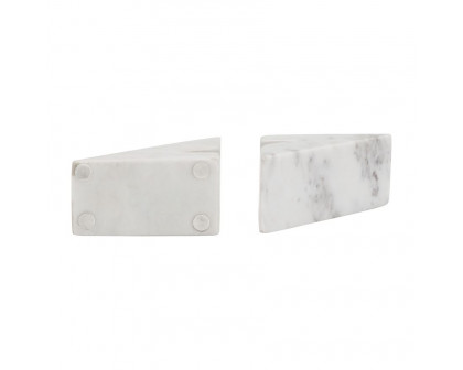 Sagebrook - 6" Marble Right Triangle Bookends (Set Of 2) in White