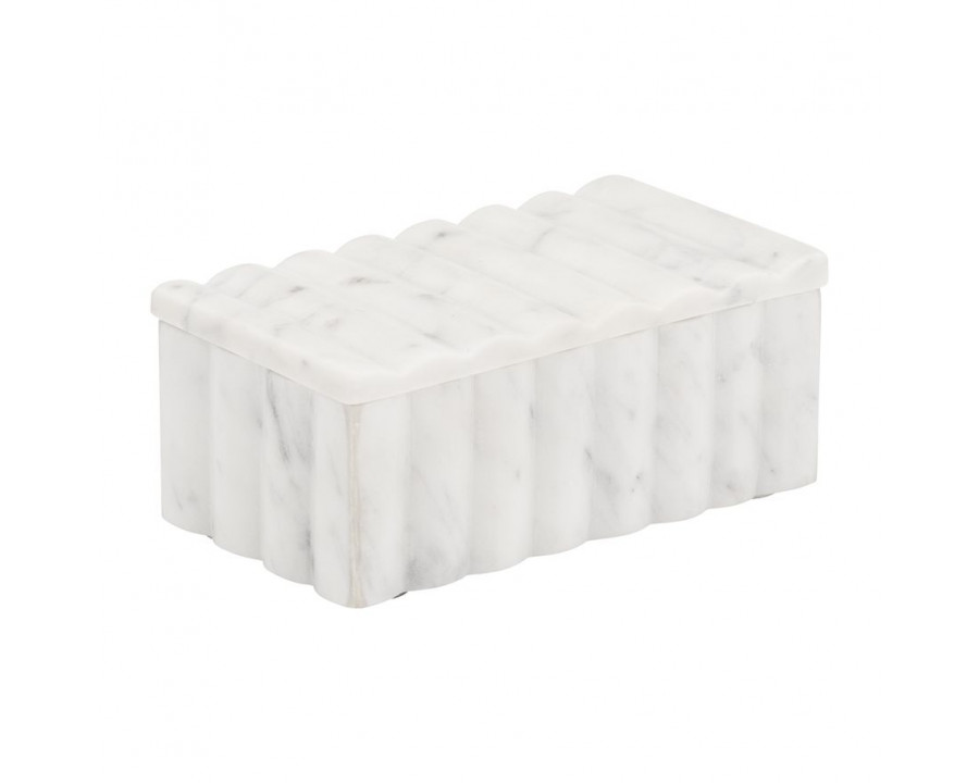 Sagebrook - 7"x3" Marble Ridged Box in White