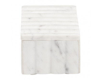 Sagebrook - 7"x3" Marble Ridged Box in White