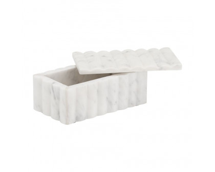 Sagebrook - 7"x3" Marble Ridged Box in White