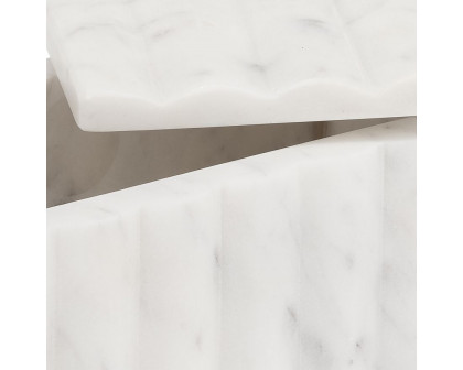 Sagebrook - 7"x3" Marble Ridged Box in White