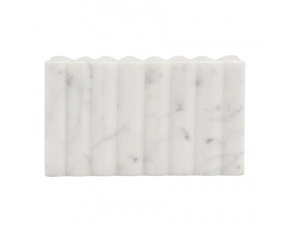 Sagebrook - 7"x3" Marble Ridged Box in White