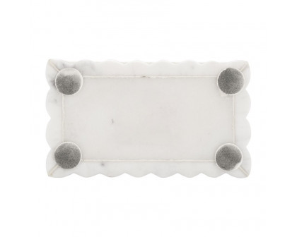 Sagebrook - 7"x3" Marble Ridged Box in White