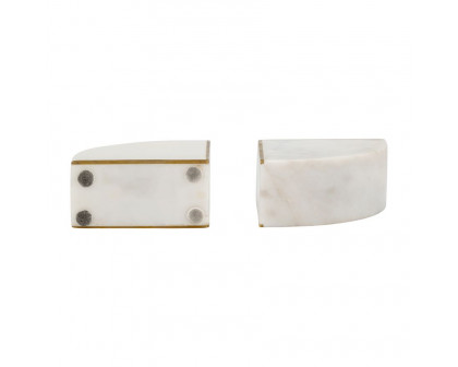 Sagebrook - 5" Marble Pie Bookends (Set Of 2) in White