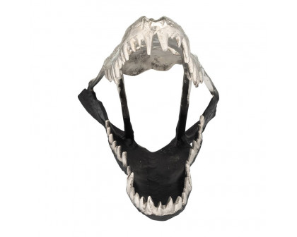 Sagebrook 11" Metal Alligator Skull - Nickle/Black