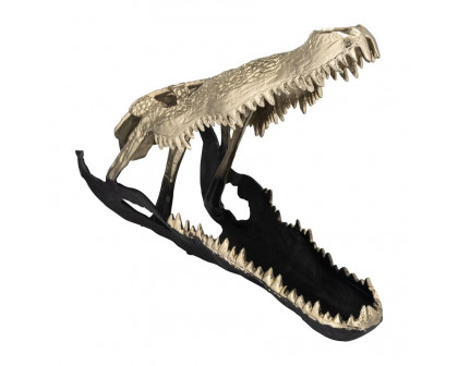 Sagebrook 16" Metal Alligator Skull - Gold/Black