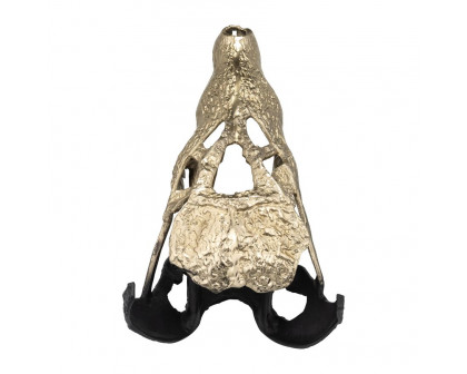 Sagebrook 16" Metal Alligator Skull - Gold/Black