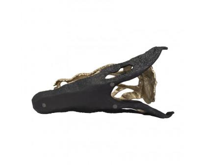 Sagebrook 16" Metal Alligator Skull - Gold/Black