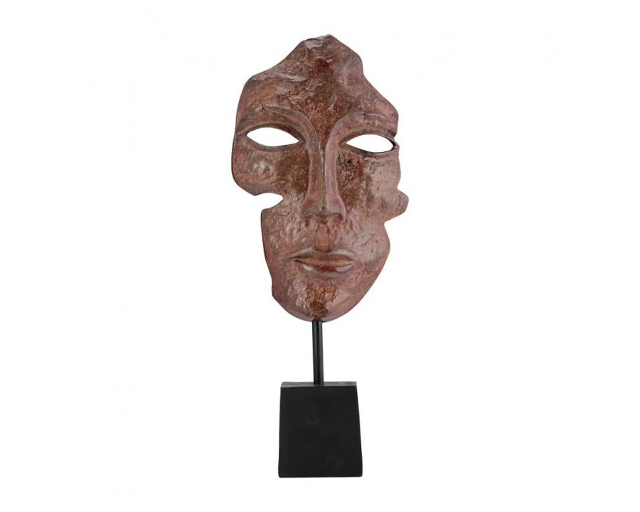 Sagebrook - 20" Metal Abstract Face Sculpture in Brick Patina