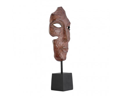 Sagebrook - 20" Metal Abstract Face Sculpture in Brick Patina