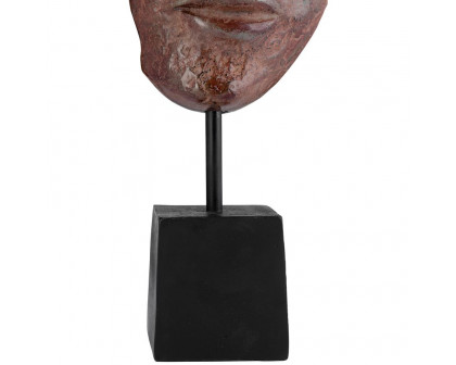 Sagebrook - 20" Metal Abstract Face Sculpture in Brick Patina