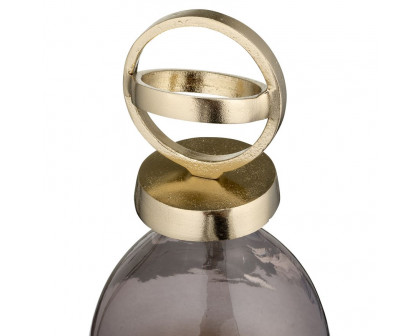 Sagebrook 16" Glass Bottle With Sphere Lid - White/Gold