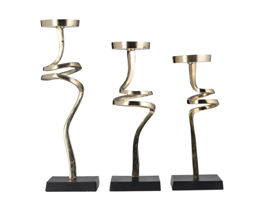 Sagebrook - 13"/15"/17" Metal Abstract Candle Pillar Holders (Set of 3)