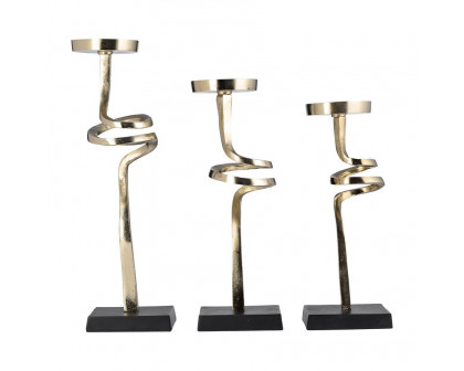 Sagebrook - 13"/15"/17" Metal Abstract Candle Pillar Holders (Set of 3)