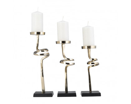 Sagebrook - 13"/15"/17" Metal Abstract Candle Pillar Holders (Set of 3)