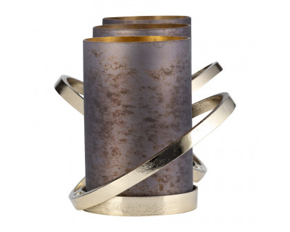 Sagebrook - 6" Metal Abstract Ring Candle Holder in Gold