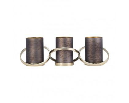 Sagebrook - 6" Metal Abstract Ring Candle Holder in Gold