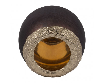 Sagebrook 8" Glass Oval Hurricane Charred - Coal/Gold