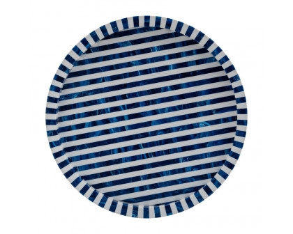 Sagebrook - 12"/14"/16" Resin Round Trays (Set Of 3) in Blue