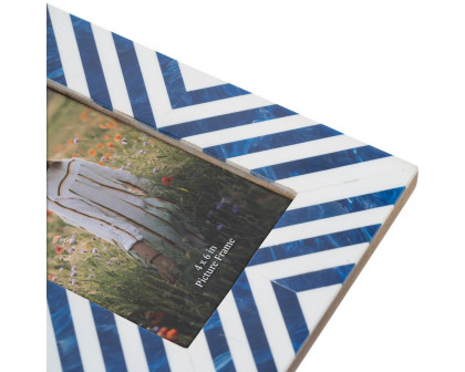 Sagebrook - 4"x6" Resin Striped Photo Frame in Blue