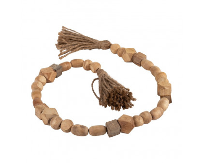 Sagebrook 31" Wood Bead Garland - Natural