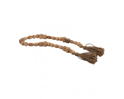 Sagebrook 31" Wood Bead Garland - Natural