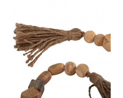 Sagebrook 31" Wood Bead Garland - Natural