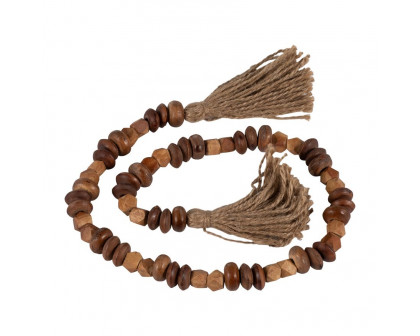 Sagebrook - 33" Wood 2-tone Bead Garland in Natural